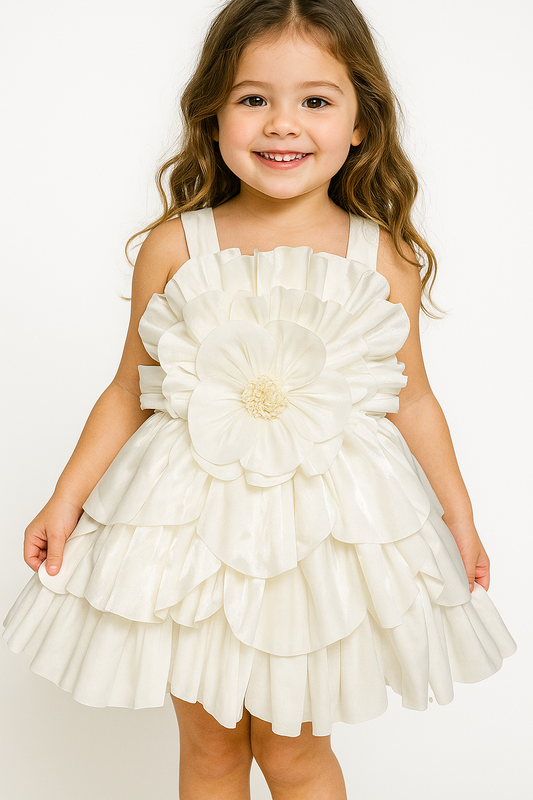 White Blossom Tiered Baby Dress