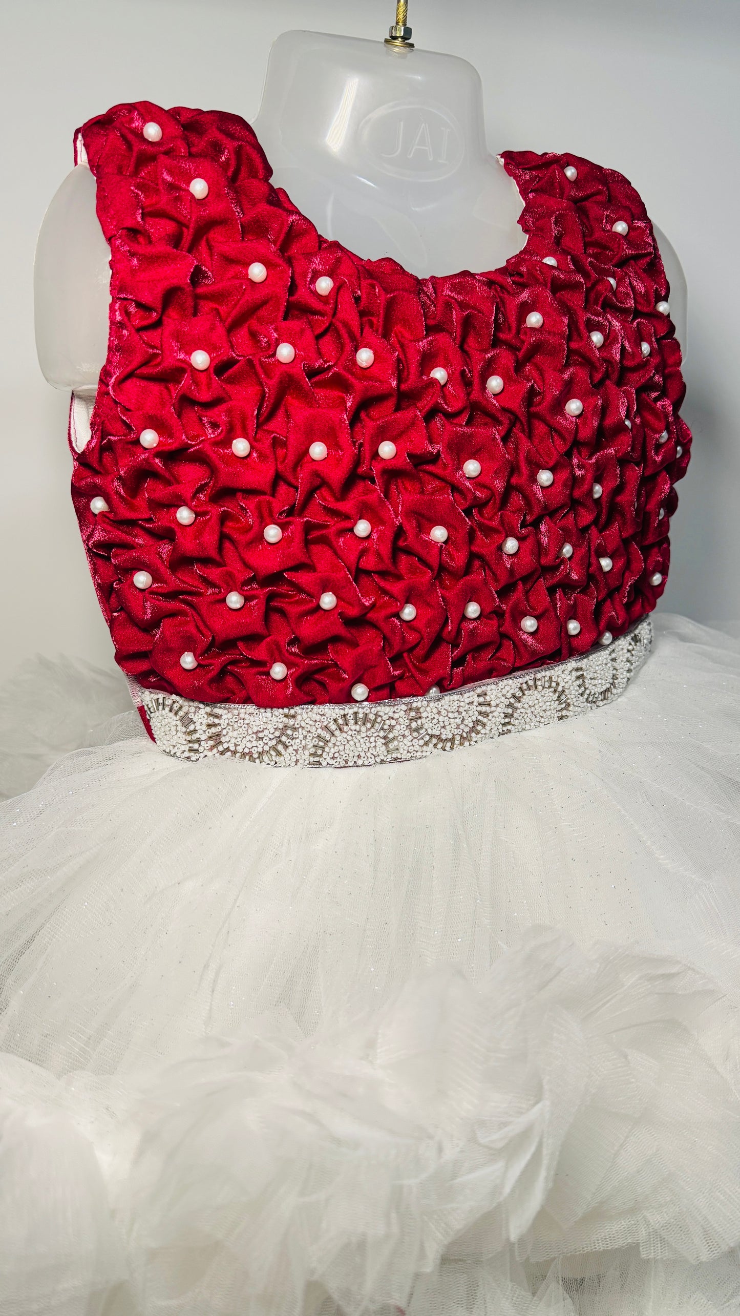 Red & White Floral Baby Girl Party Dress