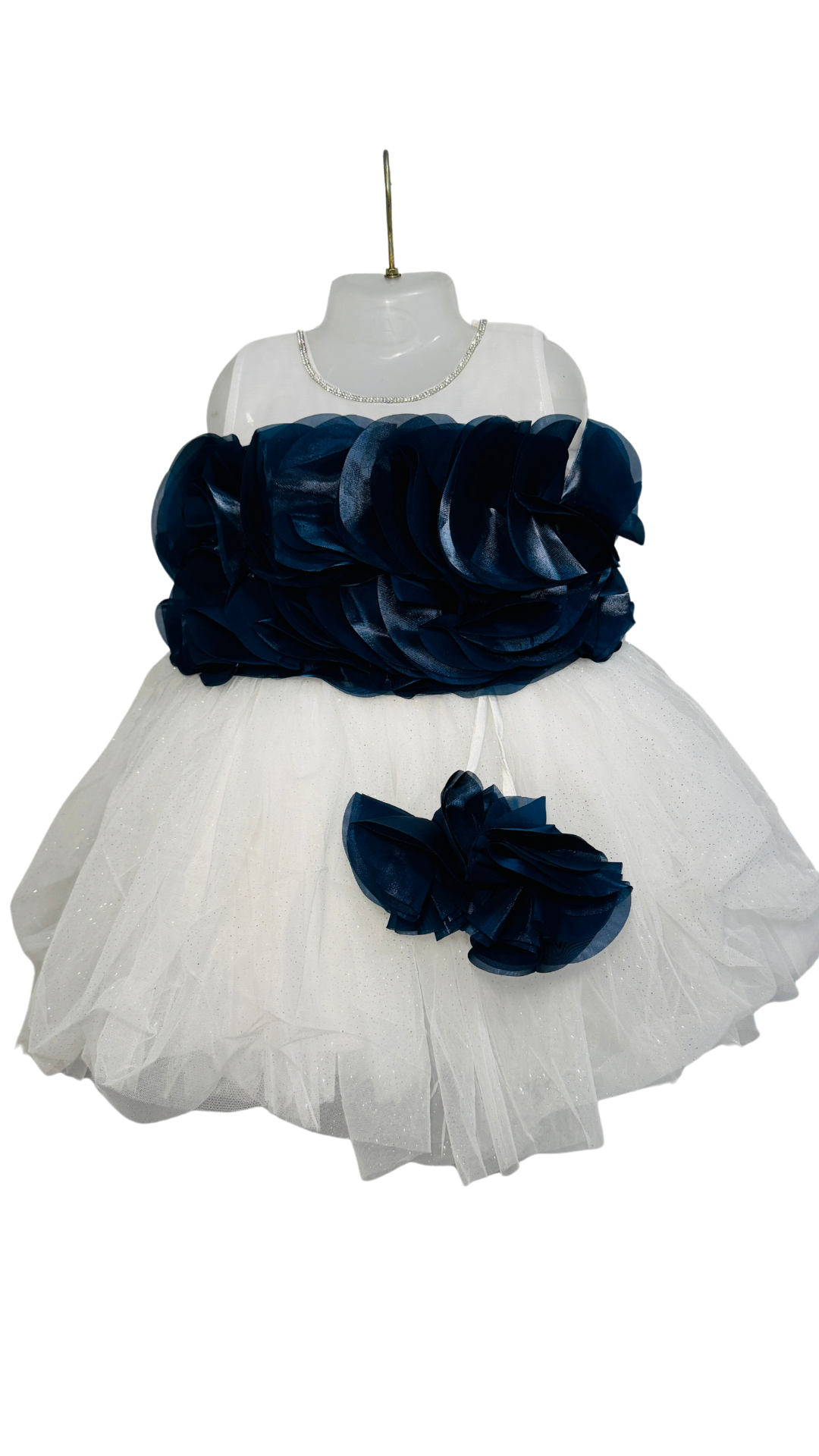 Navy Rosette Tulle Dress