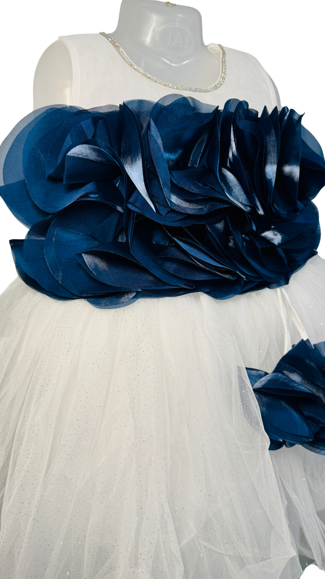 Navy Rosette Tulle Dress